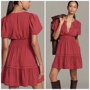 NWT Anthropologie Somerset Silky Mini Dress Raspberry